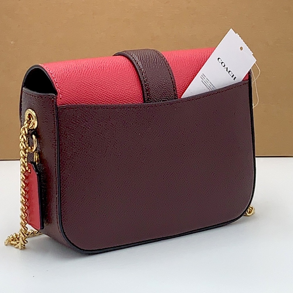 COACH Womens Gemma Crossbody In Colorblock Leather Color: Strawberry Haze/Cranb - Picture 8 of 16